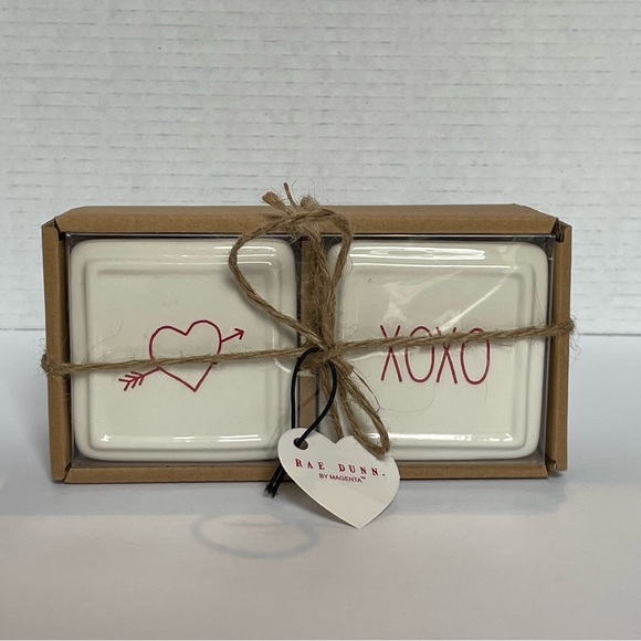 Rae Dunn Valentine’s Day 2ps Ceramic Jewelry Boxes Jewelry Organizers